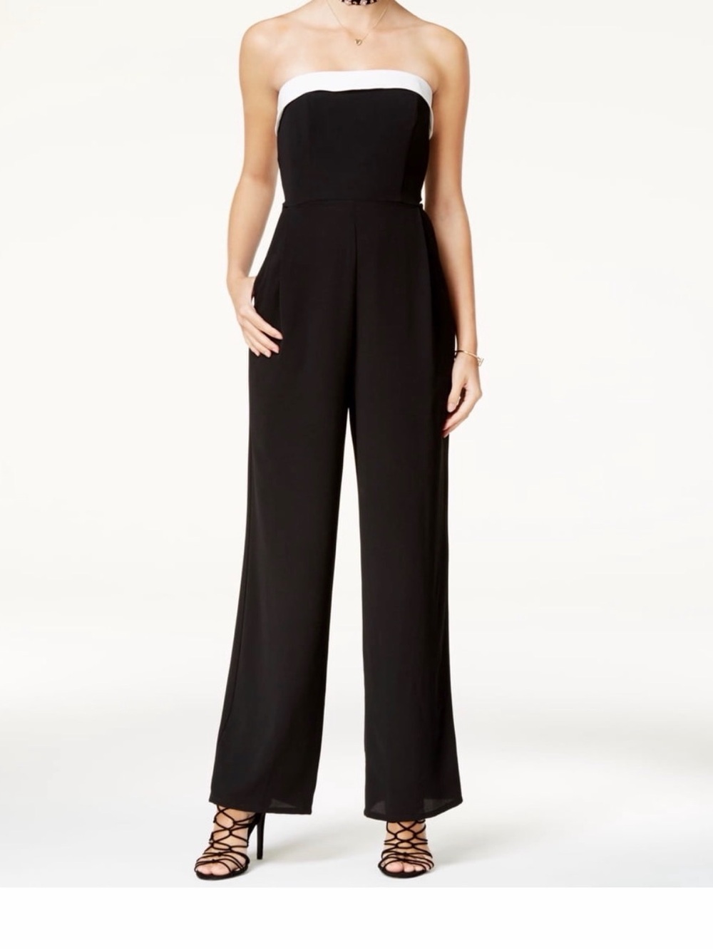 Teeze Me Juniors' Strapless Bow-Detail Jumpsuit size M NWT